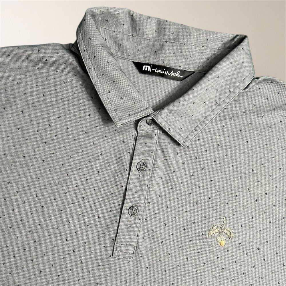 Travis Mathew XL Gray Micro Dot Pima Cotton Golf Polo Shirt‎ Stretch Performance